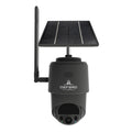 Solar-powered security camera with a black casing and solar panel on top, featuring the brand 'Defend'.