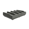 Gray four-compartment battery tray on a white background