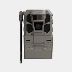 A gray tactical trail camera with a black mounting bracket attached to the left side, shown against a light gray background.