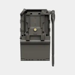 A dark gray tactical mounting bracket with a vertical mounting pole, shown on a light gray background.